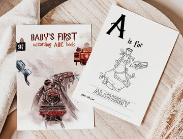 Baby's First ABC Book, Wizarding Worlds Baby Shower Alphabet Book, Storybook Baby Shower ABC Coloring, ABC Book Baby Shower