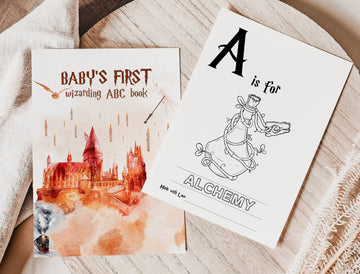 ABC Book Baby Shower Game Wizard School Alphabet Coloring Book Baby's First ABC Book Baby Shower Coloring Pages