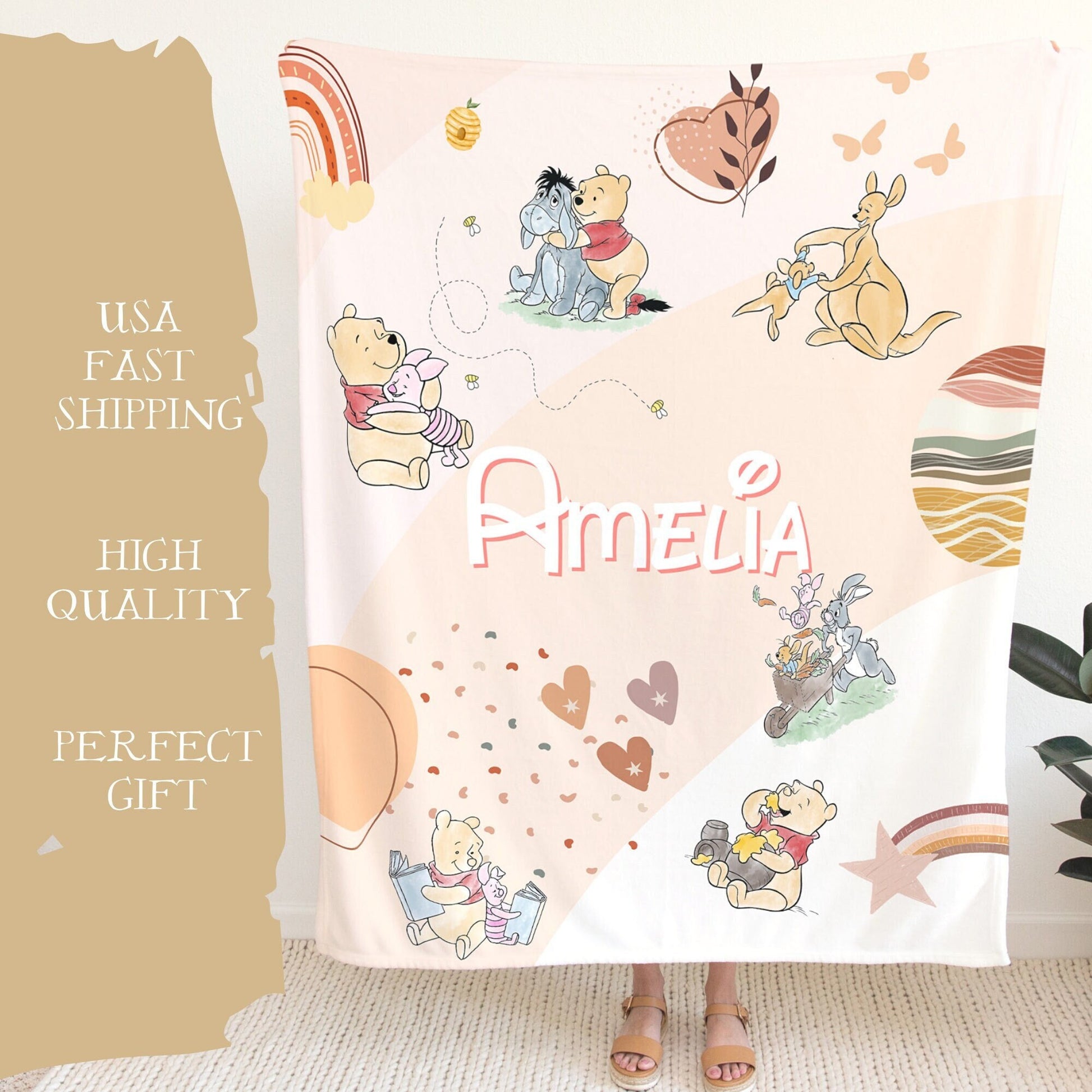 Personalized Custom Blanket, Name Blanket, Blanket Gift, Baby Blanket, Kids  Blanket, Personalized Gift, Custom Gift, Retro Blanket, Boho 